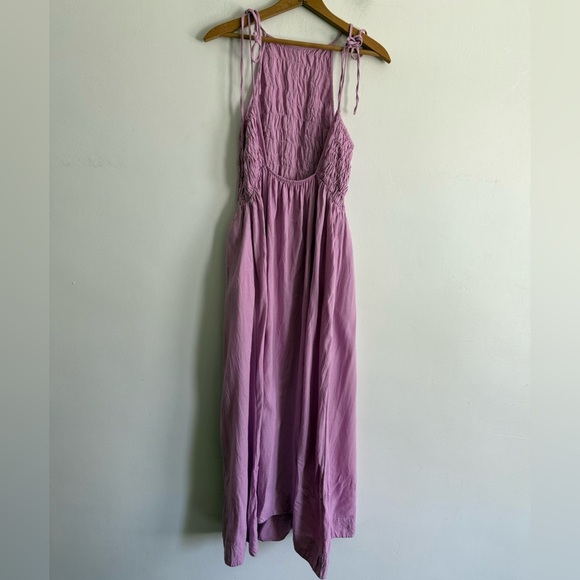 Free People Fp Beach Free-Est Gitana  Maxi Dress Linen Pleated Billowy Smocked - Picture 8 of 10